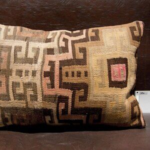 24"x16" Hand Woven Wool Terekeme Kilim Rug Vintage Pillow Cover